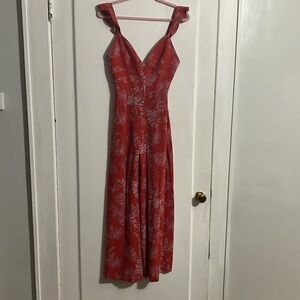 Free People Red Floral Jumpsuit